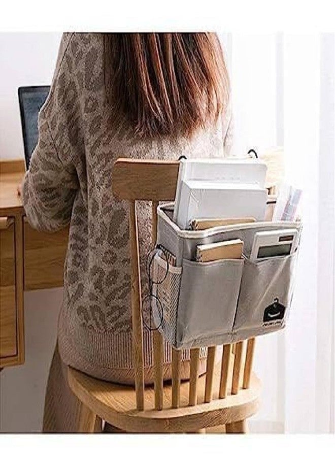 HEVIR Bedside Caddy Essentials Pocket Hanging Storage Organizer - Sofa Side Hanger Holder Bag for Dorm, TV Remote Control, Phones, Magazines, Tablets - Hanging with Metal Hooks(Pack of 1, Multicolor) - Image 3